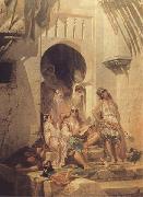 Eugene Giraud Femmes d'Alger,interieur de cour (mk32) Spain oil painting artist